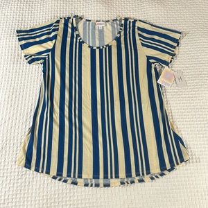 LuLaRoe Women’s Classic T /Size: XL/ Color: Blue-Cream Vertical Stripes (NWT)